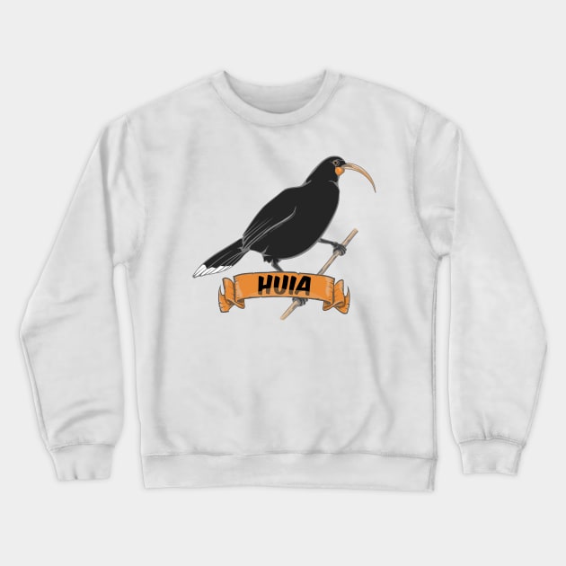 Huia Extinct New Zealand Bird Crewneck Sweatshirt by mailboxdisco